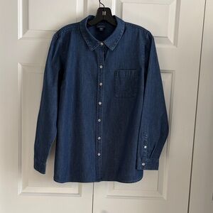 J. Jill Dark Blue Button Down Denim Shirt